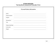 STORE MANAGER Training Needs Assessment Evaluation Form ...