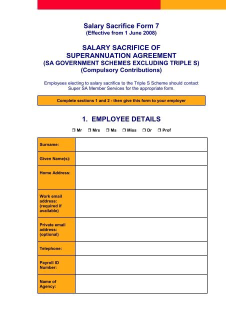  Superannuation Salary Sacrifice Agreement Template Australia HQ 