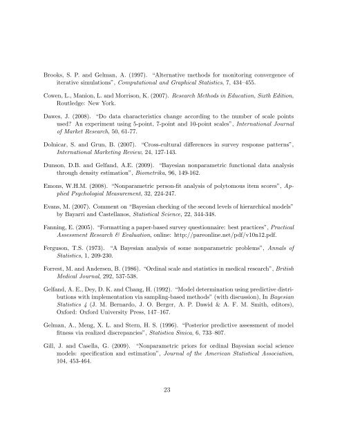 Bayesian analysis of ordinal survey data using the Dirichlet process ...