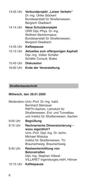 FoRTBILDUNGSPRoGRAMM 2009 - Vereinigung der StraÃŸenbau ...