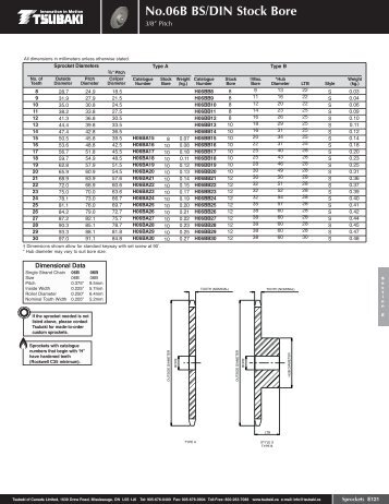 No.06B BS/DIN Stock Bore - Tsubaki