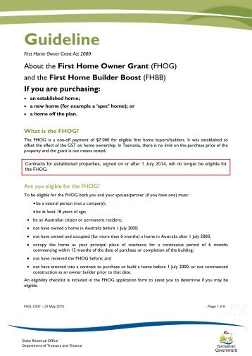 First Home Owner Grant - State Revenue Office