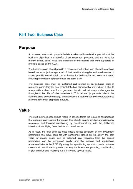 Concept Approval and Business Case - Department of Treasury