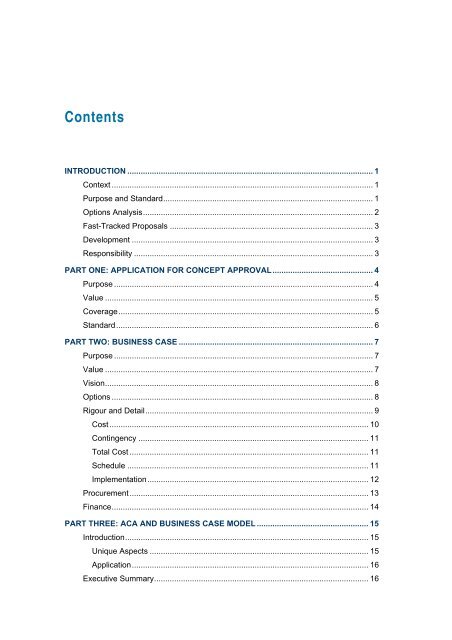 Concept Approval and Business Case - Department of Treasury