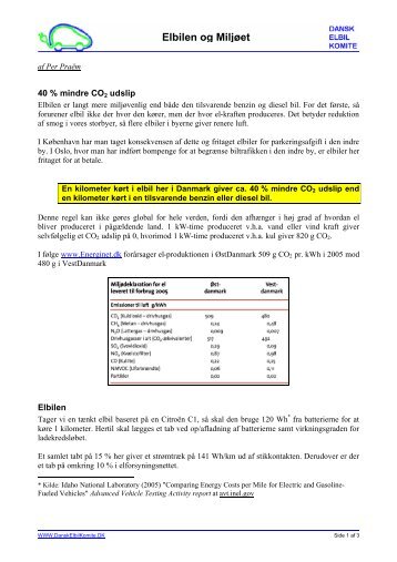 Elbilen og Miljøet - Dansk Elbil Komite