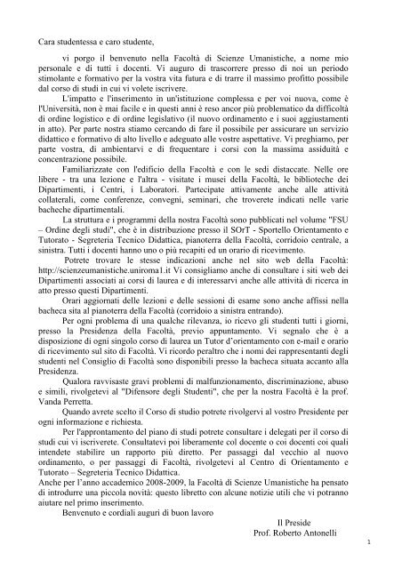 Scarica la versione pdf - FacoltÃ  di Scienze Umanistiche - Sapienza