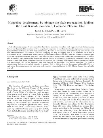 Monocline development by oblique-slip fault-propagation folding ...