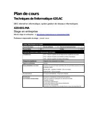 Plan de cours - Collège de Maisonneuve