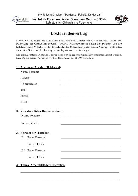 Doktorandenvertrag neu - Universität Witten/Herdecke
