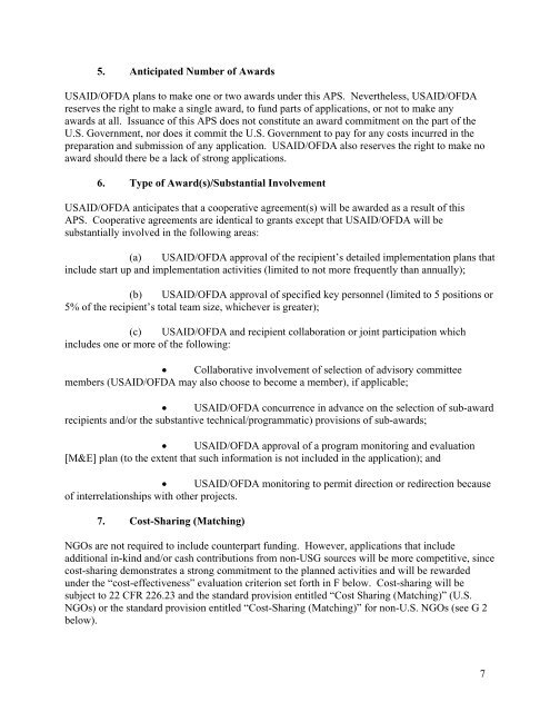 USAID/DCHA/OFDA Annual Program Statement - Grants.gov