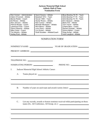 Athletic Hall of Fame Nomination Form - Jacksonsd.org