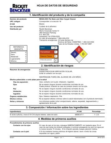 HOJA DE DATOS DE SEGURIDAD 1. Identificación del producto y ...