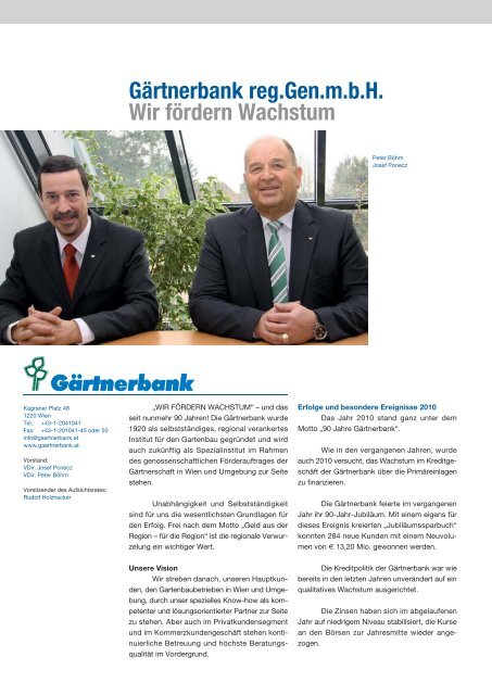 JAHRESBERICHT 2010 - Volksbank AG