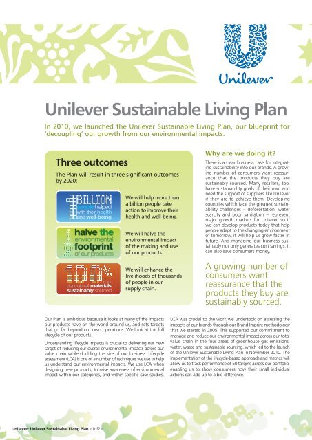 Sustainable living facts - Unilever