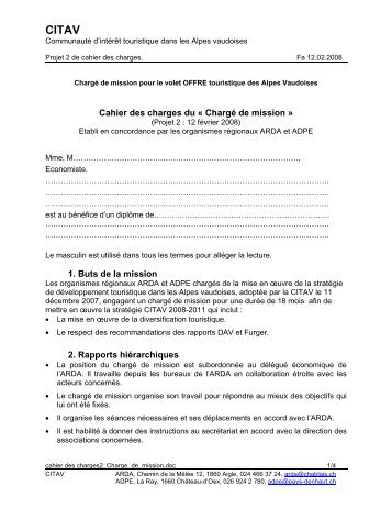 Cahier des charges pour charg de mission