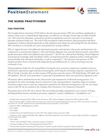 Position Statement â The Nurse Practitioner - CNA - AIIC