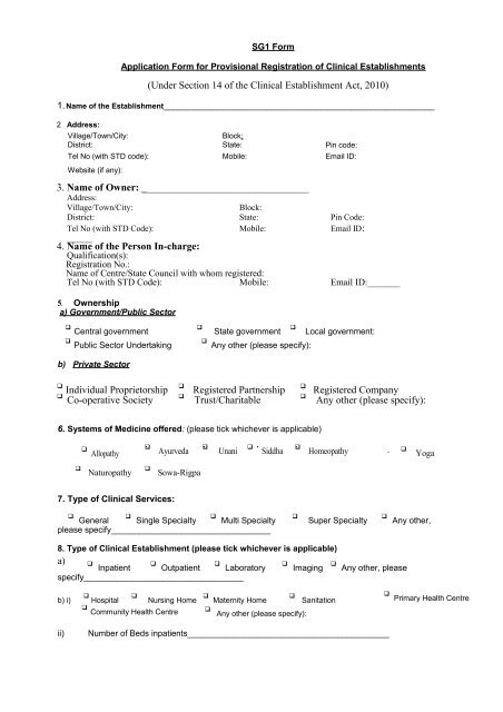 Application Form for Provisional Registration of Clinical ...