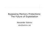 Bypassing Memory Protections: The Future of Exploitation - Usenix