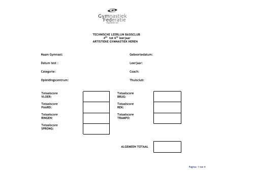 TECHNISCHE LEERLIJN BASISCLUB 4de tot 6de ... - GymFed