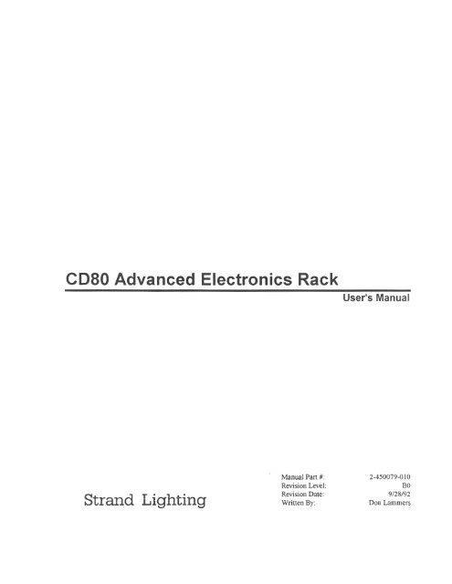 CD80 Advanced Electronics Rack User Manual - The Strand Archive