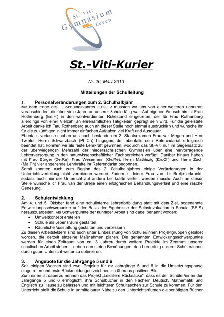 Kurier Nr. 26 MÃ¤rz 2013 - St.-Viti-Gymnasium Zeven