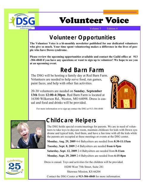 Volunteer Voice Down Syndrome Guild Of Greater Kansas City