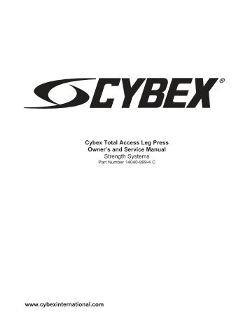 Cybex Total Access Leg Press Owner's and Service ... - GymStore.com