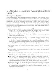 Meetkundige toepassingen van complexe getallen Groep A