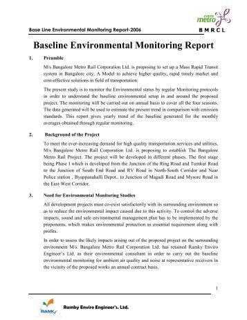 Baseline Environmental Monitoring Report - Bangalore Metro