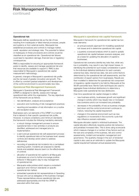 Risk Management Policy and Systems - Macquarie