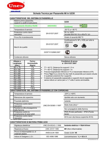 Scheda Tecnica per Passerelle 66 in U23X - Unex