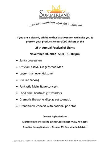 25th Annual Festival of Lights November 30, 2012 5:00 â 10:00 pm ...