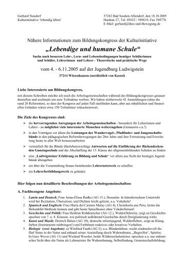 âLebendige und humane Schuleâ - lebendig leben