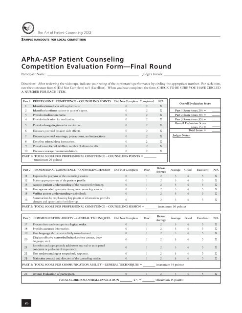 the art counseling of patient - American Pharmacists Association
