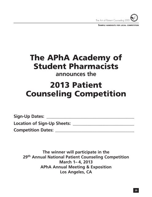 the art counseling of patient - American Pharmacists Association