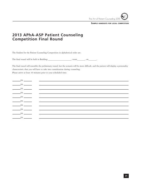 the art counseling of patient - American Pharmacists Association