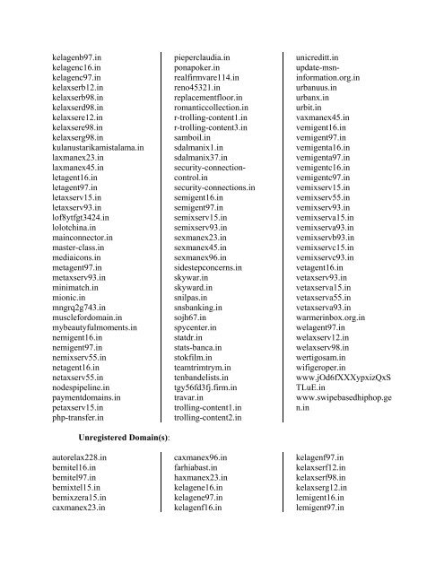 Appendix A â List of Domain Names by Registry .COM, .NET, .CC ...
