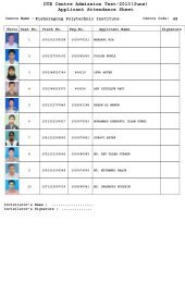 DTE Centre Admission Test-2013(June) Applicant Attendance Sheet