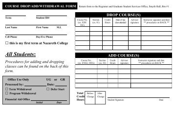 COURSE DROP/ADD/WITHDRAWAL FORM - Brockport