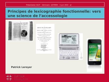 Principes de lexicographie fonctionnelle - Observatoire de ...