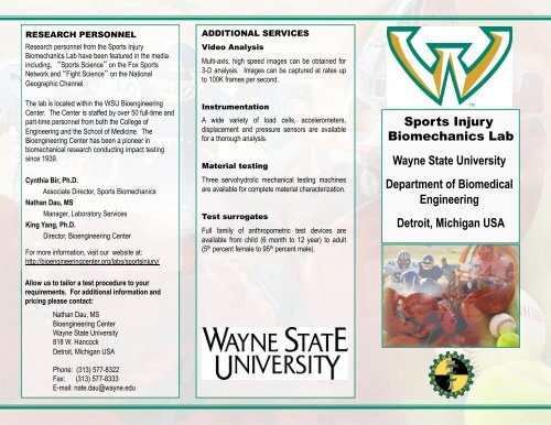Sports Injury Biomechanics Lab - College of Engineering - Wayne ...