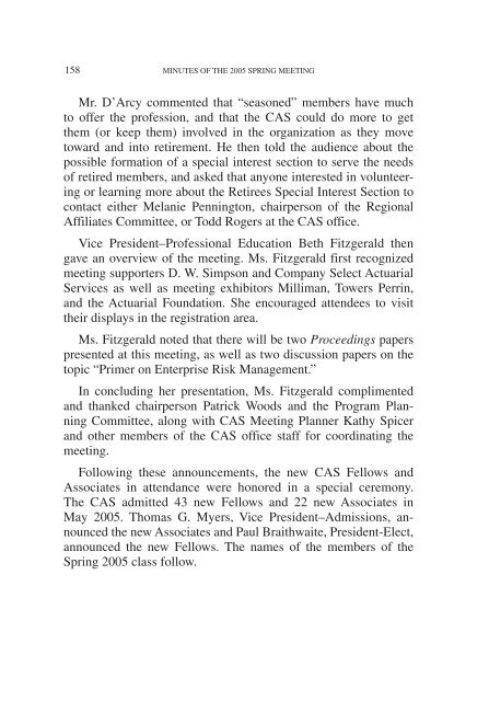 PROCEEDINGS May 15, 16, 17, 18, 2005 - Casualty Actuarial Society