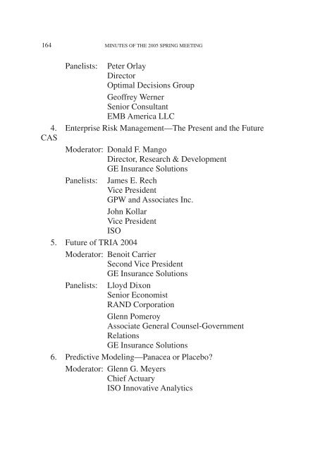 PROCEEDINGS May 15, 16, 17, 18, 2005 - Casualty Actuarial Society