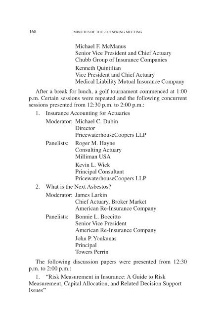 PROCEEDINGS May 15, 16, 17, 18, 2005 - Casualty Actuarial Society