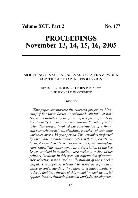 PROCEEDINGS May 15, 16, 17, 18, 2005 - Casualty Actuarial Society