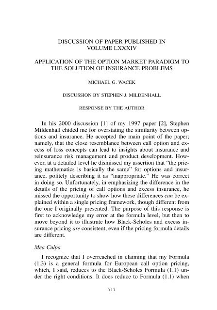 PROCEEDINGS May 15, 16, 17, 18, 2005 - Casualty Actuarial Society