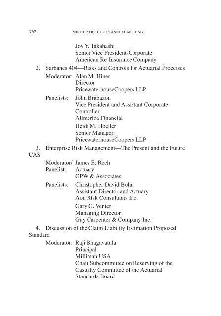 PROCEEDINGS May 15, 16, 17, 18, 2005 - Casualty Actuarial Society