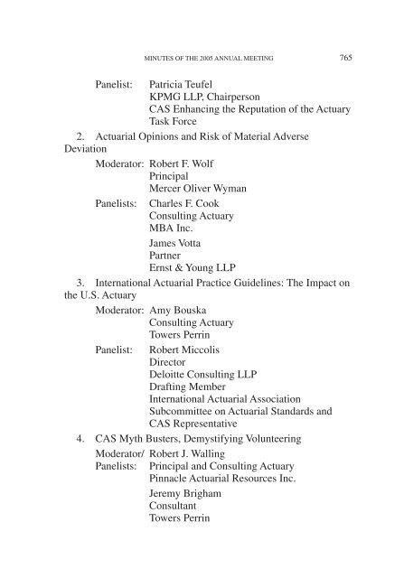 PROCEEDINGS May 15, 16, 17, 18, 2005 - Casualty Actuarial Society