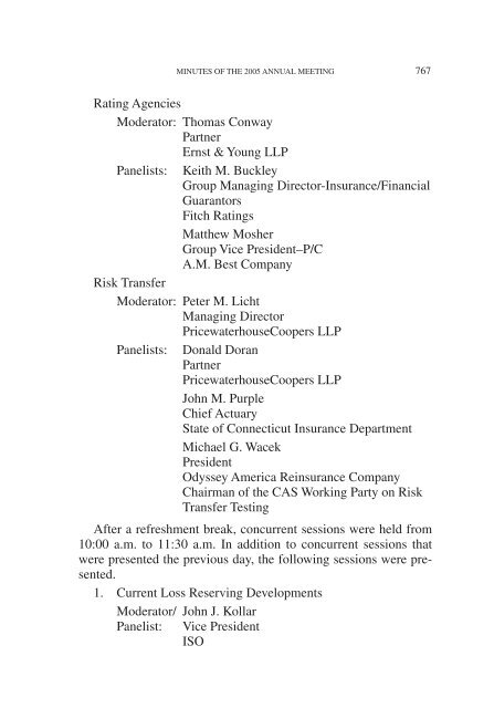 PROCEEDINGS May 15, 16, 17, 18, 2005 - Casualty Actuarial Society