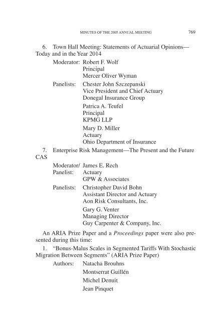 PROCEEDINGS May 15, 16, 17, 18, 2005 - Casualty Actuarial Society